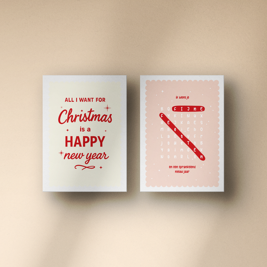 Kerstkaarten Wordplay wishes set van 10