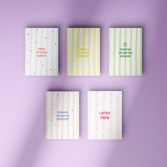 Wenskaarten modern set van 5